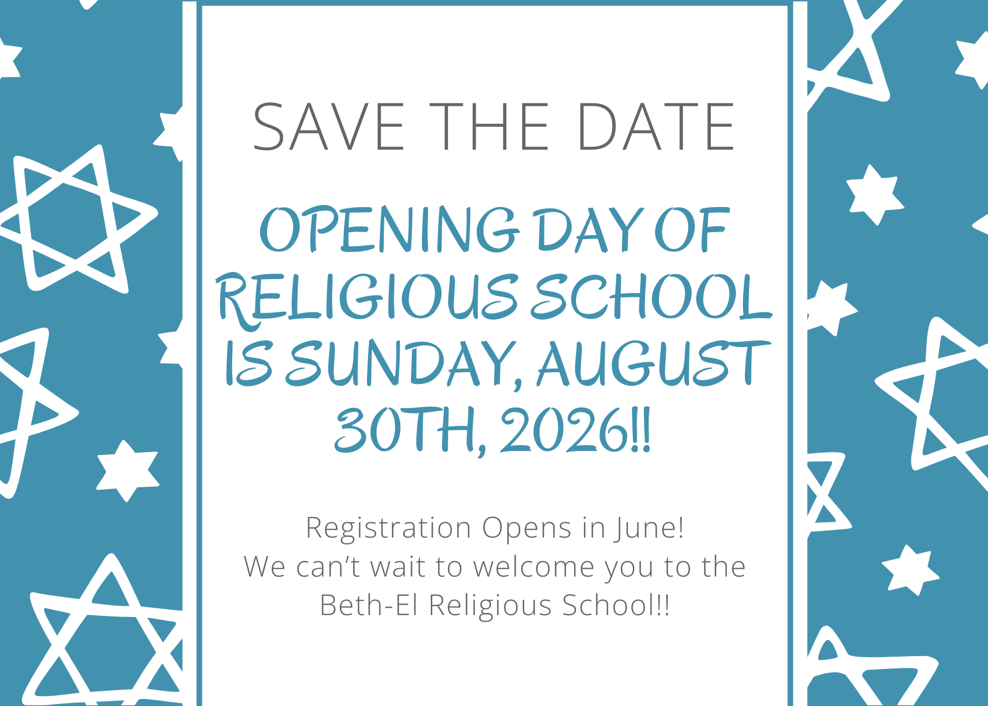 OPENING DAY OF RELIGIOUS SCHOOL IS sUNDAY, AUGUST 30TH!